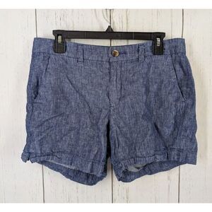 Old Navy Size 10 Blue Linen Womens‎ Casual Everyday Mid Rise Shorts